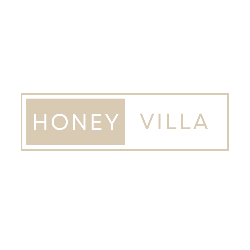 A green background with a white box containing the words "HONEY VILLA".